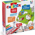 Rompecabezas para colorear Carioca Set de Dibujo de doble cara Jungla y Ciudad