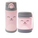 Botella de Térmica 400ml + Pote Térmico Antiderrame Buba Diseño Osito Rosa