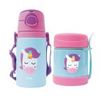 Botella de Aluminio 400ml + Pote Termico Antiderrame Buba Uncornio